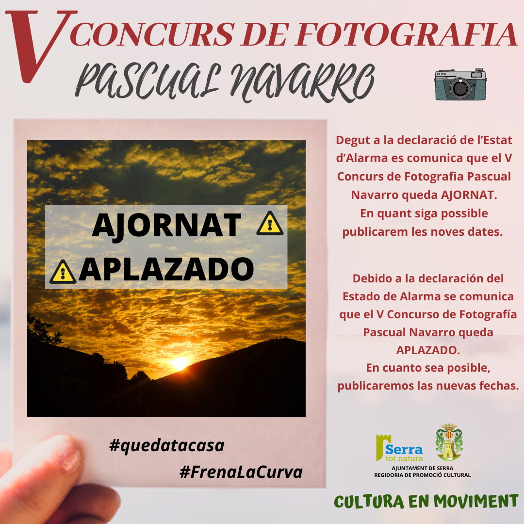 En este momento estás viendo Se aplaza el V Concurso de Fotografía Pascual Navarro