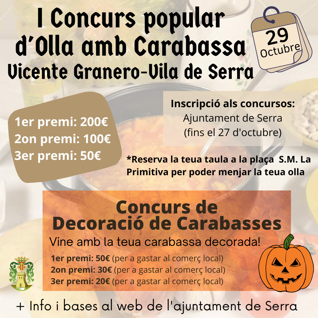 You are currently viewing Serra celebrates the I popular contest of olla amb carabassa (pot with pumpkin)